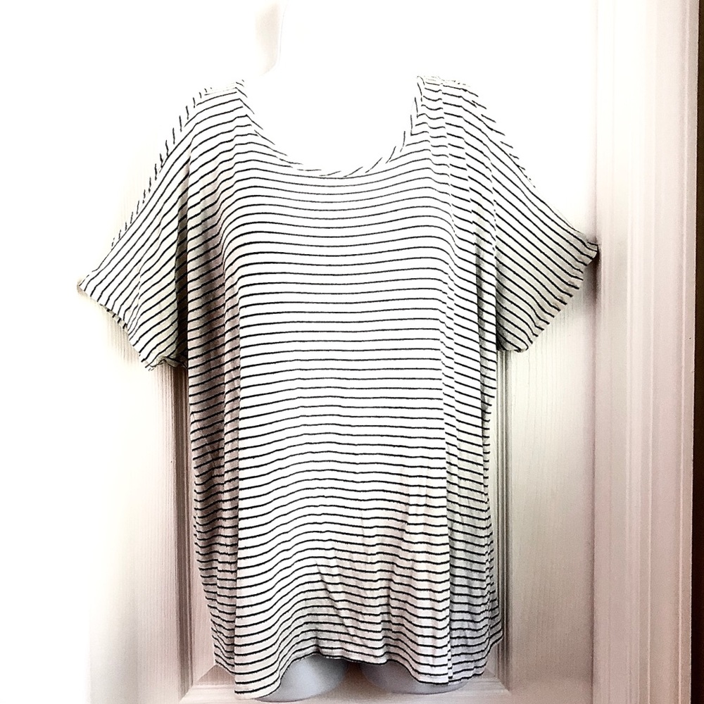 LUCKY BRAND | Striped Cold-Shoulder Tee